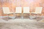 ZGAN4 cremekleurige leren Leolux Spring eetkamerstoelen, Huis en Inrichting, Stoelen, Leolux, Design, Ophalen of Verzenden, Zo goed als nieuw