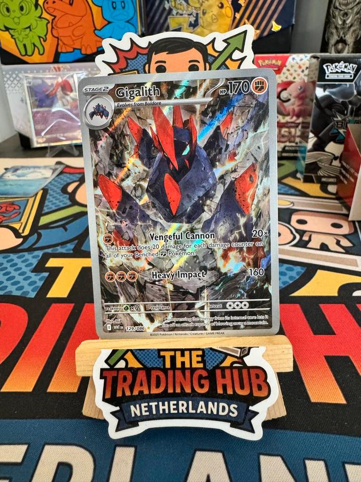 Gigalith 129/086 SV White Flare Pokemon Kaart, Hobby en Vrije tijd, Verzamelkaartspellen | Pokémon, Zo goed als nieuw, Losse kaart