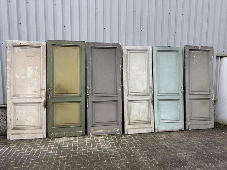 6 antieke paneeldeuren ( 240 hoog), Doe-het-zelf en Verbouw, Deuren en Horren, Zo goed als nieuw, Binnendeur, 215 cm of meer, 80 tot 100 cm