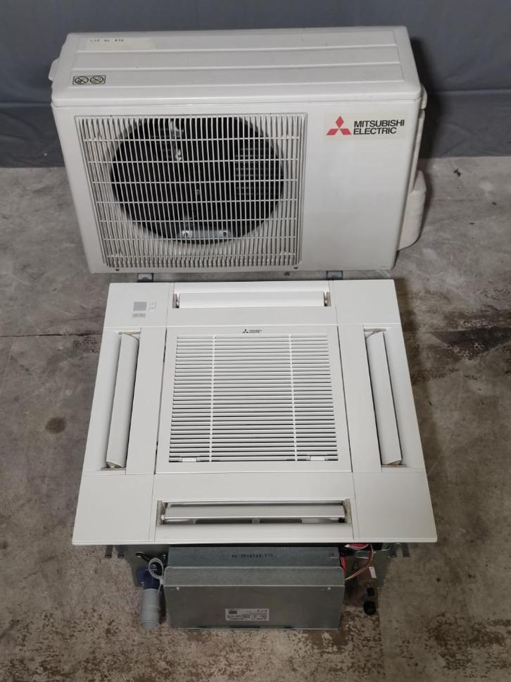 3,5 kW Mitsubishi Electric cassette airco warmtepomp, Witgoed en Apparatuur, Airco's, Refurbished, Plafondventilator, 60 tot 100 m³