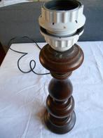 Houten schemerlamp voet, lichtgewicht donker hout, geen kap, Ophalen of Verzenden, Gebruikt, Hout, Minder dan 50 cm