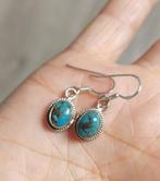 Zilveren oorbellen met natuurlijke Blauwe Koper Turquoise, O.T., Hangers, Blauw, Nieuw