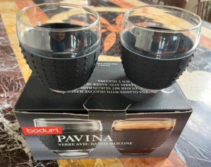 Set van twee Bodum Pavina glazen, Huis en Inrichting, Keuken | Servies, Zo goed als nieuw, Glas of Glazen, Overige stijlen, Glas