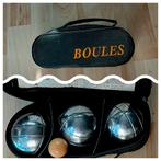 3 zware jeu de boules ballen in tasje, Ophalen of Verzenden, Zo goed als nieuw