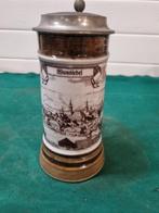 bierpul bunsiebel met tinnen deksel, Verzamelen, Glas en Borrelglaasjes, Ophalen of Verzenden