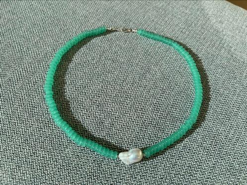 Necklace Glass, Baroque Pearl & 925 Silver, Sieraden, Tassen en Uiterlijk, Kettingen, Nieuw, Zilver, Ophalen of Verzenden