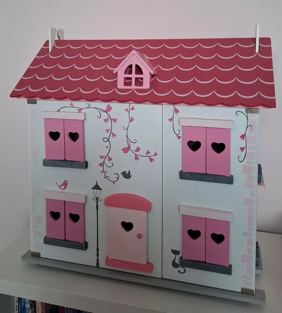 Poppenhuis met meubeltjes, Kinderen en Baby's, Speelgoed | Poppenhuizen, Ophalen, Gebruikt, Poppenhuis
