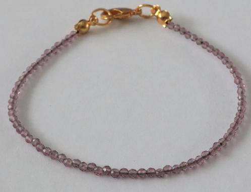 Fijn armbandje met kleine paarse kristalletjes, Sieraden, Tassen en Uiterlijk, Armbanden, Nieuw, Overige materialen, Paars, Met kristal