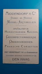 Den Haag Piet Heinstraat reclame modezaak Middendorp & Co, Ophalen of Verzenden, Voor 1920, Ongelopen, Zuid-Holland