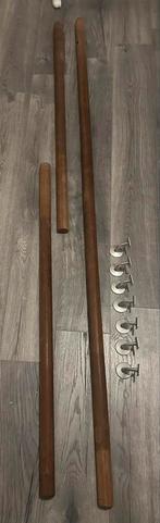 3x 2m+ Houten trapleuning met bevestigingsmateriaal, Overige typen, Ophalen of Verzenden, Zo goed als nieuw, 200 tot 250 cm