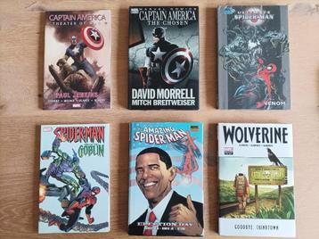 Marvel comics Captain America, Spiderman en Wolverine
