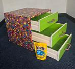 Uniek Kubus Smarties Kastje 3 Lades Appelgroen + M&Ms, 3 of 4 laden, Ophalen, Gebruikt, Minder dan 100 cm