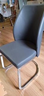 4x Eetkamerstoelen – Kunstleder Grijs – Metalen Frame, Ophalen, Zo goed als nieuw, Metaal, Vier