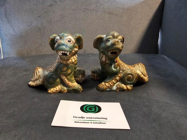 Set vintage Chinese FooDogs, Verzamelen, Beelden en Beeldjes, Zo goed als nieuw, Religie, Ophalen