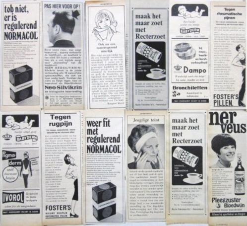 50+ vintage reclames keel haar en drogist producten 1967-69, Verzamelen, Merken en Reclamevoorwerpen, Gebruikt, Verzenden