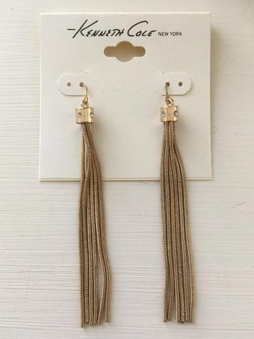 Kenneth Cole goudkleurige lange strass hang oorbellen beschikbaar voor biedingen