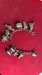 925 sterling zilver bedelarmband 18 cm 10 bedels, Ophalen of Verzenden, Gebruikt, Zilver, Zilver