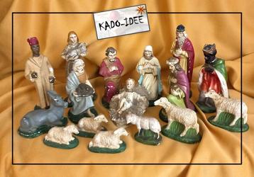 Antieke Kerststal, 16 beelden – anno 1910 – 1960 beschikbaar voor biedingen