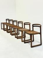 Set 6 Ibisco Vintage Italiaanse Eetkamerstoelen met rotan, Huis en Inrichting, Stoelen, Ophalen, Riet of Rotan, -, Zo goed als nieuw