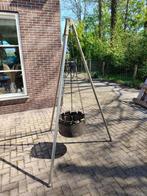 RVS driepoot met wastrommel korf, Tuin en Terras, Vuurkorven, Ophalen, Zo goed als nieuw
