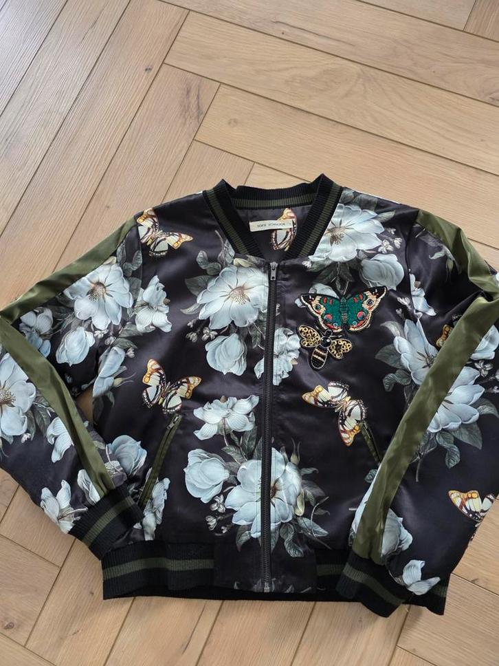 Satijnen bomberjasje mt L, Kleding | Dames, Jasjes, Kostuums en Pakken, Zo goed als nieuw, Jasje, Maat 42/44 (L), Groen, Ophalen of Verzenden