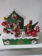 houten kerstspeeldoosje met bewegende beertjes, Diversen, Kerst, Ophalen of Verzenden, Gebruikt