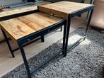 Set van 2 mangohouten bijzettafels, Ophalen, Rond, Minder dan 50 cm, Zo goed als nieuw