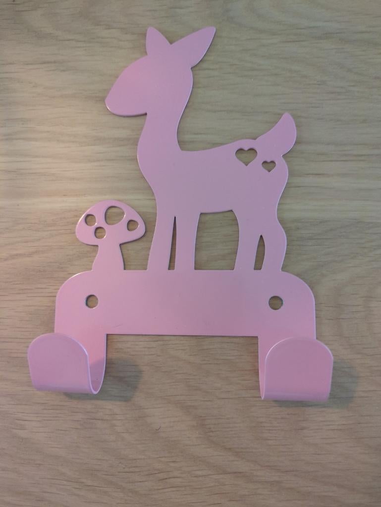 Leuke roze wandkapstok met hert en paddenstoel, Kinderen en Baby's, Kinderkamer | Inrichting en Decoratie, Nieuw, Ophalen