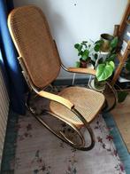 Vintage Rotan Schommelstoel met Messing Frame, Huis en Inrichting, Ophalen, Gebruikt, Bruin, Vintage