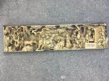 antiek diorama houtsnijwerk beschikbaar voor biedingen
