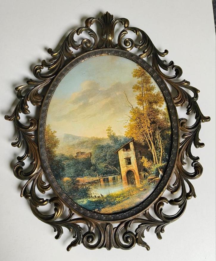 brocante rococo style schilderij print, Antiek en Kunst, Antiek | Woonaccessoires, Ophalen of Verzenden