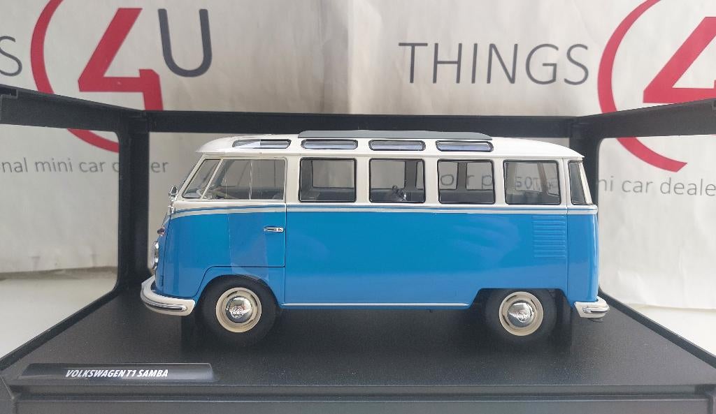 Solido 1:18 Volkswagen T1 Samba Bus 1962 blauw/wit, Ophalen of Verzenden, Nieuw, Auto, Solido