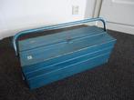 1x Haceka retro vintage metalen gereedschapskist blauwe verf, Ophalen of Verzenden, Gebruikt