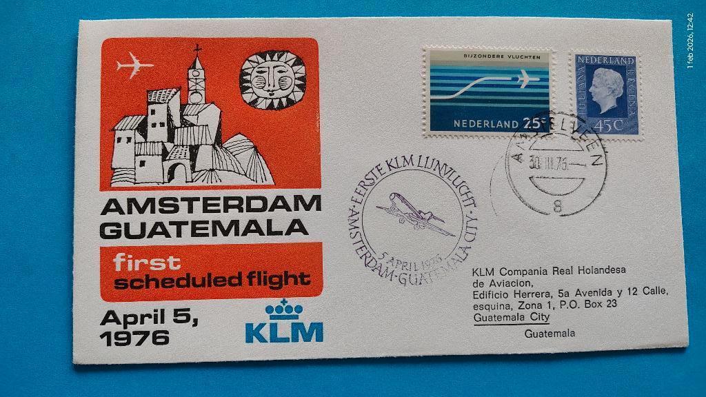 FFC Amsterdam-Guatemala 5 april 1976, Ophalen of Verzenden, Envelop