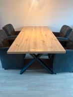 Houten eettafel met metalen onderstel, Huis en Inrichting, Ophalen, 200 cm of meer, 50 tot 100 cm, Zo goed als nieuw