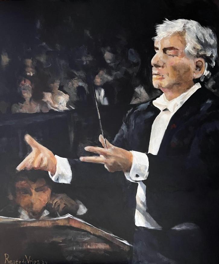 Groot schilderij 'Leonard Bernstein'/Acryl op linnen 2024, Antiek en Kunst, Kunst | Schilderijen | Modern, Ophalen
