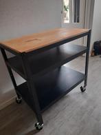 Ikea keukentrolley met wieltjes - zwart frame, houten blad, Ophalen, Gebruikt