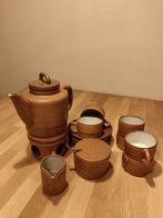 Compleet koffie en/of theeservies, bruin, aardewerk!, Ophalen of Verzenden