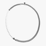 57cm x 8mm Witte Kralen Ketting Heren Staal Cubaanse Schakel, Sieraden, Tassen en Uiterlijk, Kettingen, Overige materialen, Birgitta-Gracht 33, 6465 EL Kerkrade, Nederland