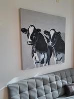 Schilderij koeien canvas, Ophalen of Verzenden, Schilderij, Minder dan 50 cm