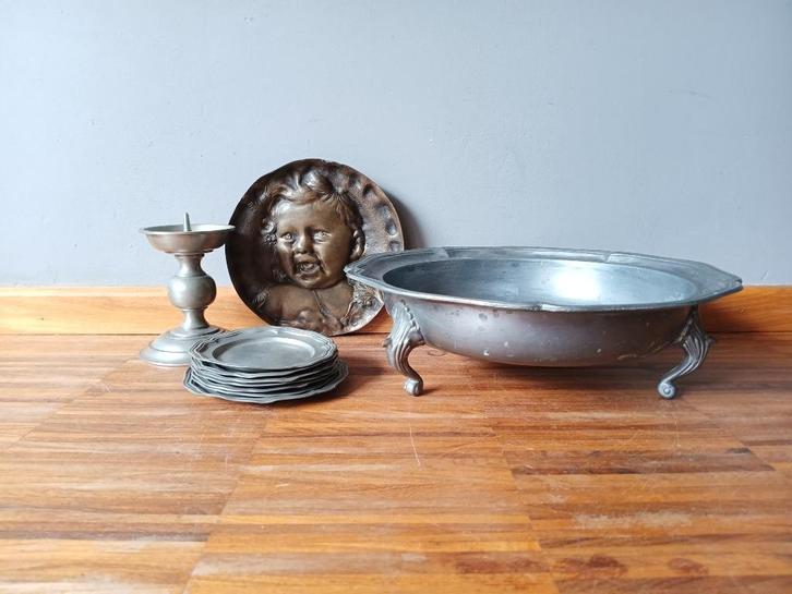 Lot tin en brons, Antiek en Kunst, Antiek | Tin, Ophalen of Verzenden