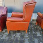 Nette Chesterfield oor fauteuil leer bruin rood + BEZORGING, Huis en Inrichting, Fauteuils, Chesterfield, Leer, Ophalen of Verzenden