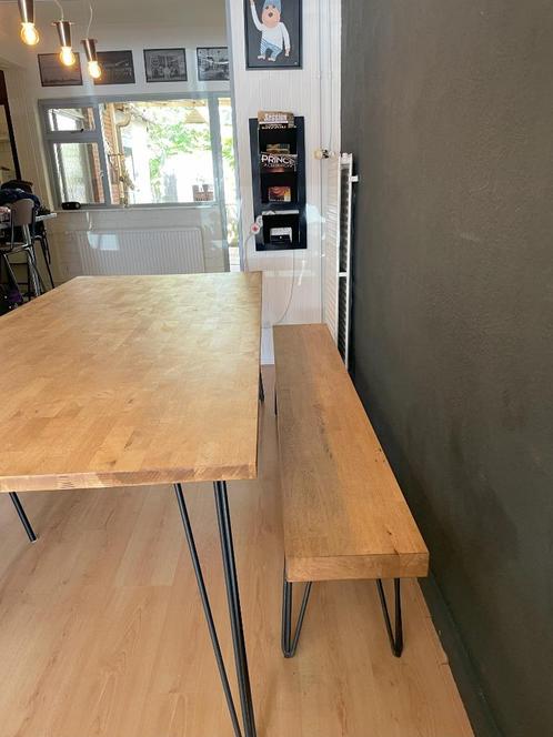 Duurzame Design Eettafel met Bijpassend Bankje, Huis en Inrichting, Tafels | Eettafels, Gebruikt, 50 tot 100 cm, 200 cm of meer
