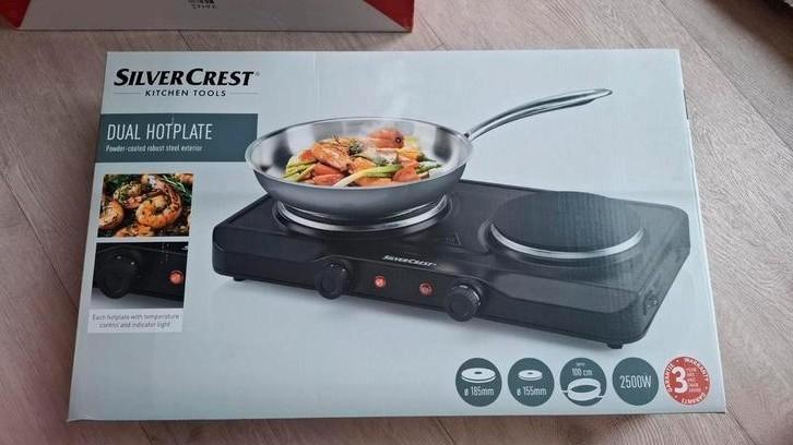 Silvercrest Dubbele Kookplaat - Nieuw in doos, Witgoed en Apparatuur, Kookplaten, Nieuw, Vrijstaand, Elektrisch, 3 kookzones of minder