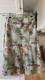 Vintage Rok Midi Bloemen Groen, Maat S, Ophalen of Verzenden, Zo goed als nieuw, Groen, Onder de knie