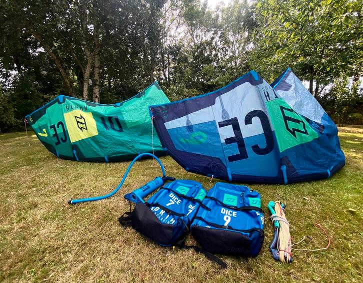 North Dice (7, 9) + North bar & GRATIS North Evo (12), Watersport en Boten, Kitesurfen, Zo goed als nieuw, 9 m², Geen board, Ophalen