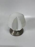 Art deco plafondlamp lamp wit glas luxe vernikkeld armatuur, Ophalen of Verzenden, Zo goed als nieuw, Glas, Art deco