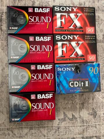 8 Cassettebandjes - Sony & BASF nieuw in verpakking beschikbaar voor biedingen