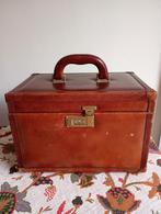 Leren afsluitbare beautycase, Ophalen of Verzenden, Gebruikt, Bruin, Hardcase