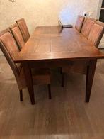 Eethoek met 6 stoelen, Huis en Inrichting, Ophalen, 100 tot 150 cm, Teakhout, Zo goed als nieuw